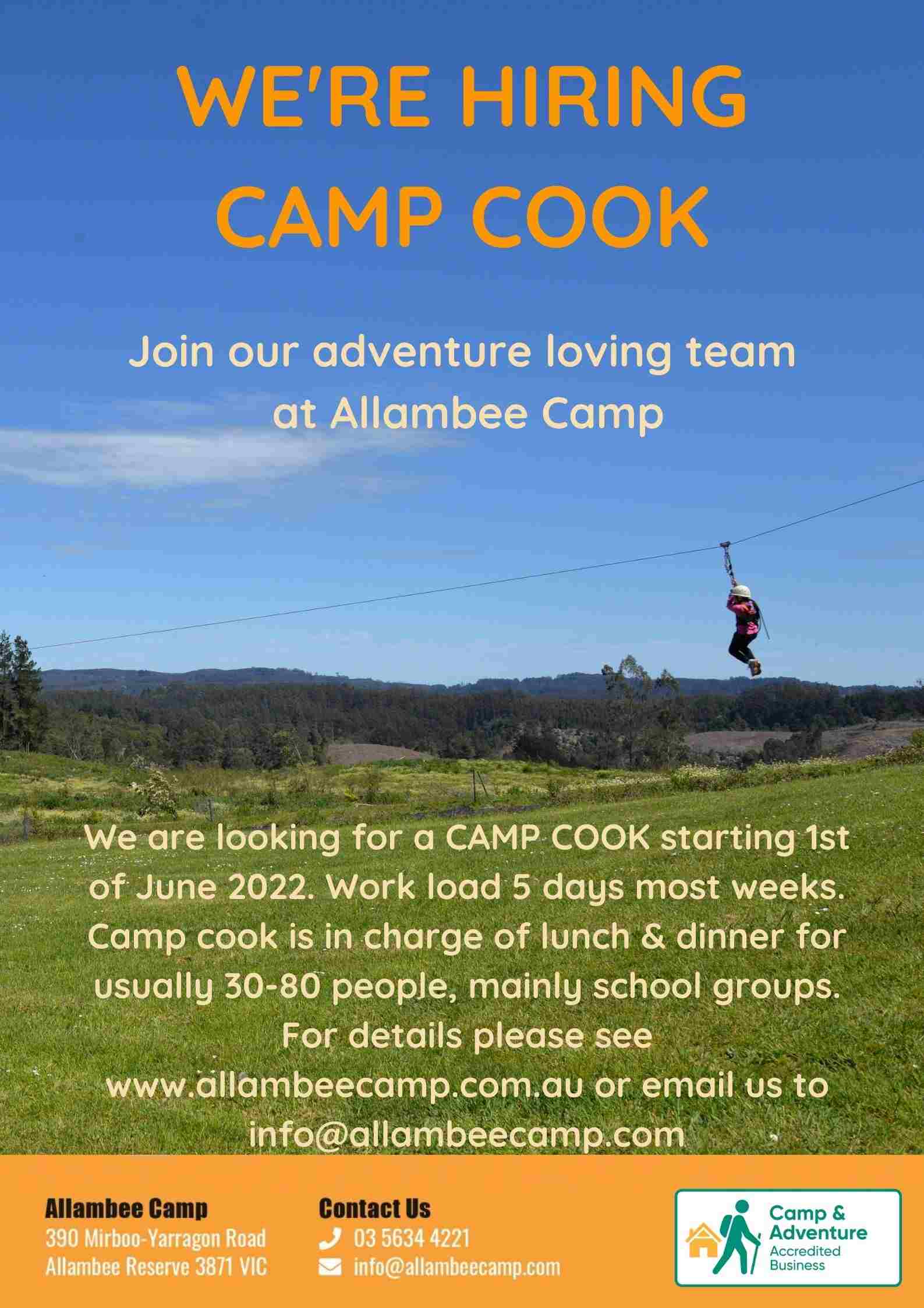 Jobs Camp Cook Allambee Camp